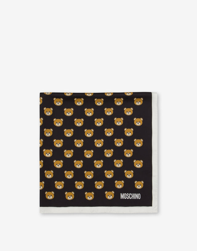 Allover Teddy Bear真丝丝巾 黑色 Moschino 1