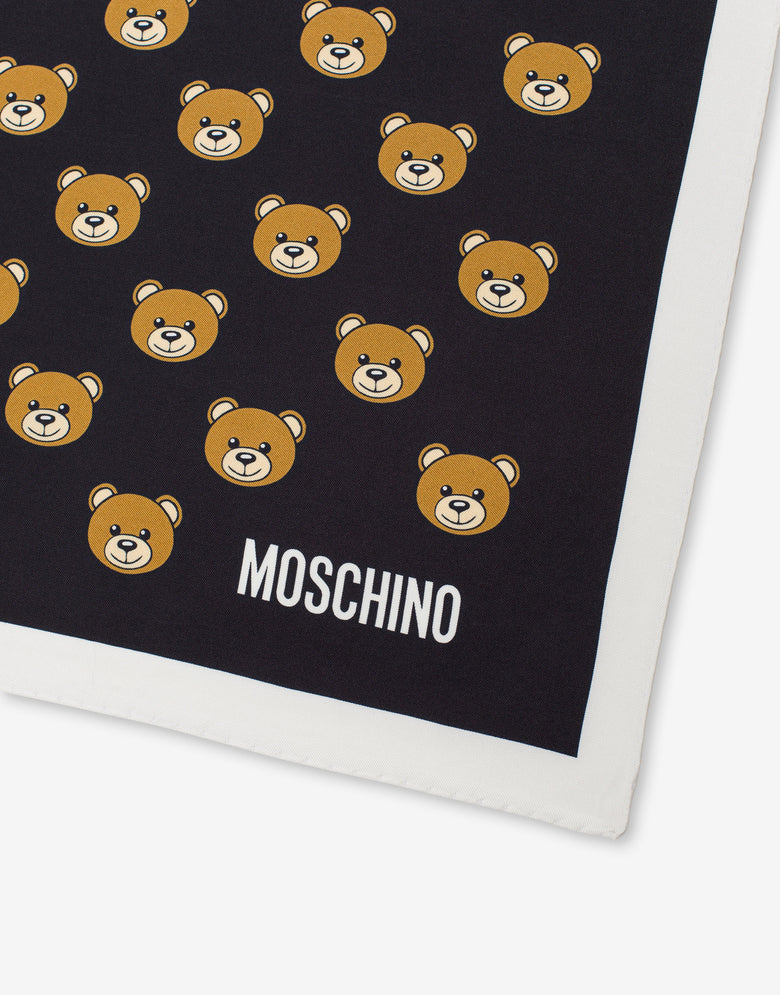 Allover Teddy Bear真丝丝巾 黑色 Moschino 2