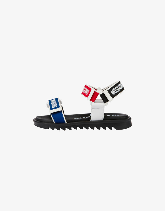 带饰带和徽标的低跟凉鞋 彩色 Moschino 1