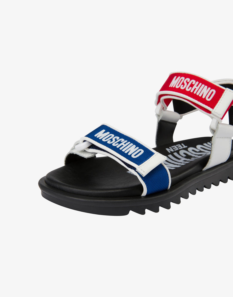 带饰带和徽标的低跟凉鞋 彩色 Moschino 3