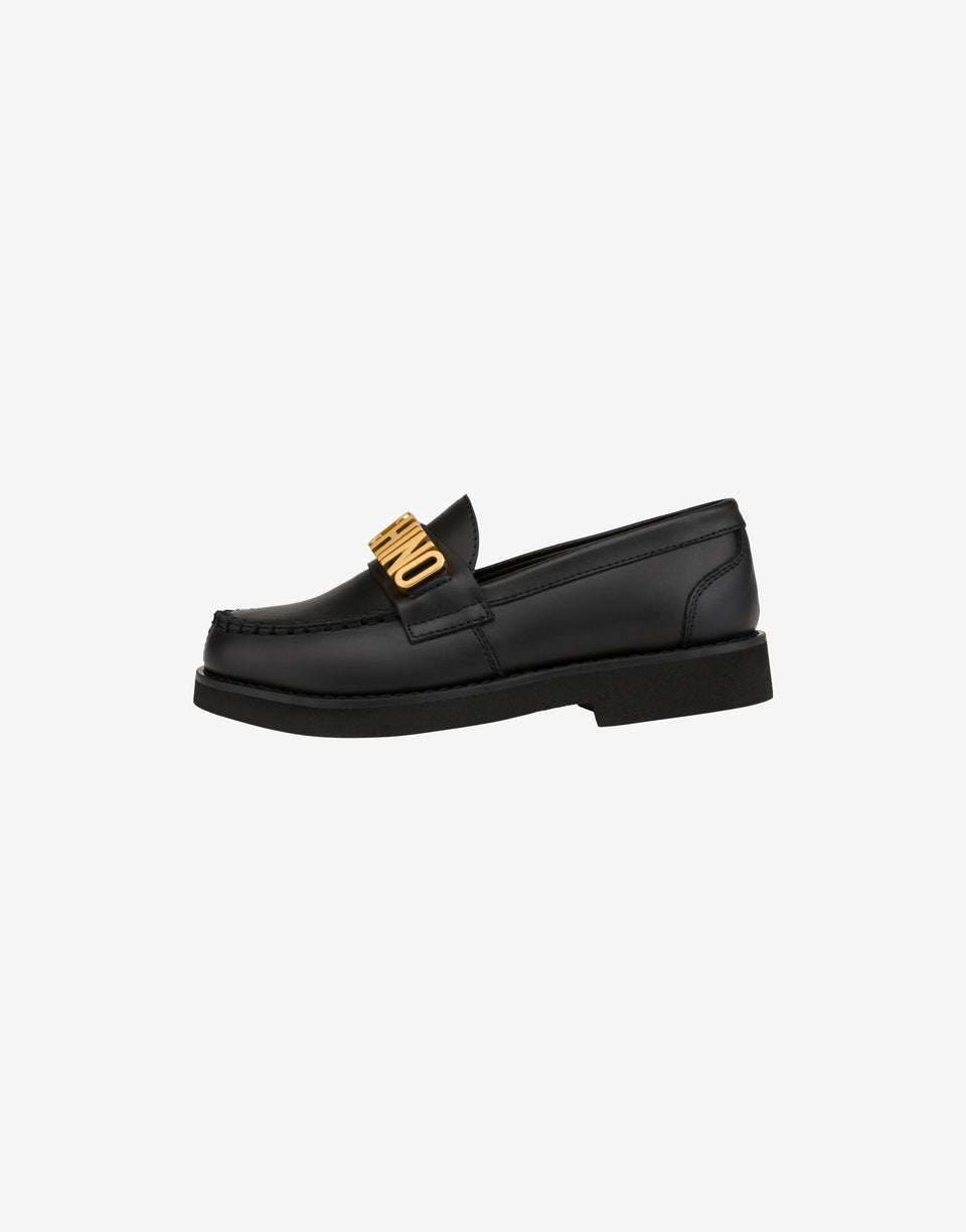 Lettering Logo calfskin loafers Black Moschino 1