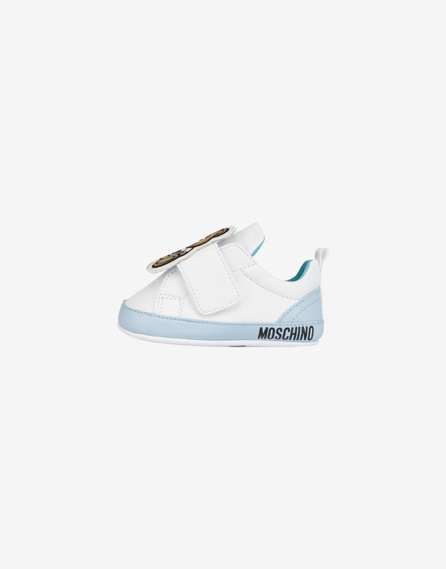泰迪熊贴饰纳帕革运动鞋 天蓝色 Moschino 1