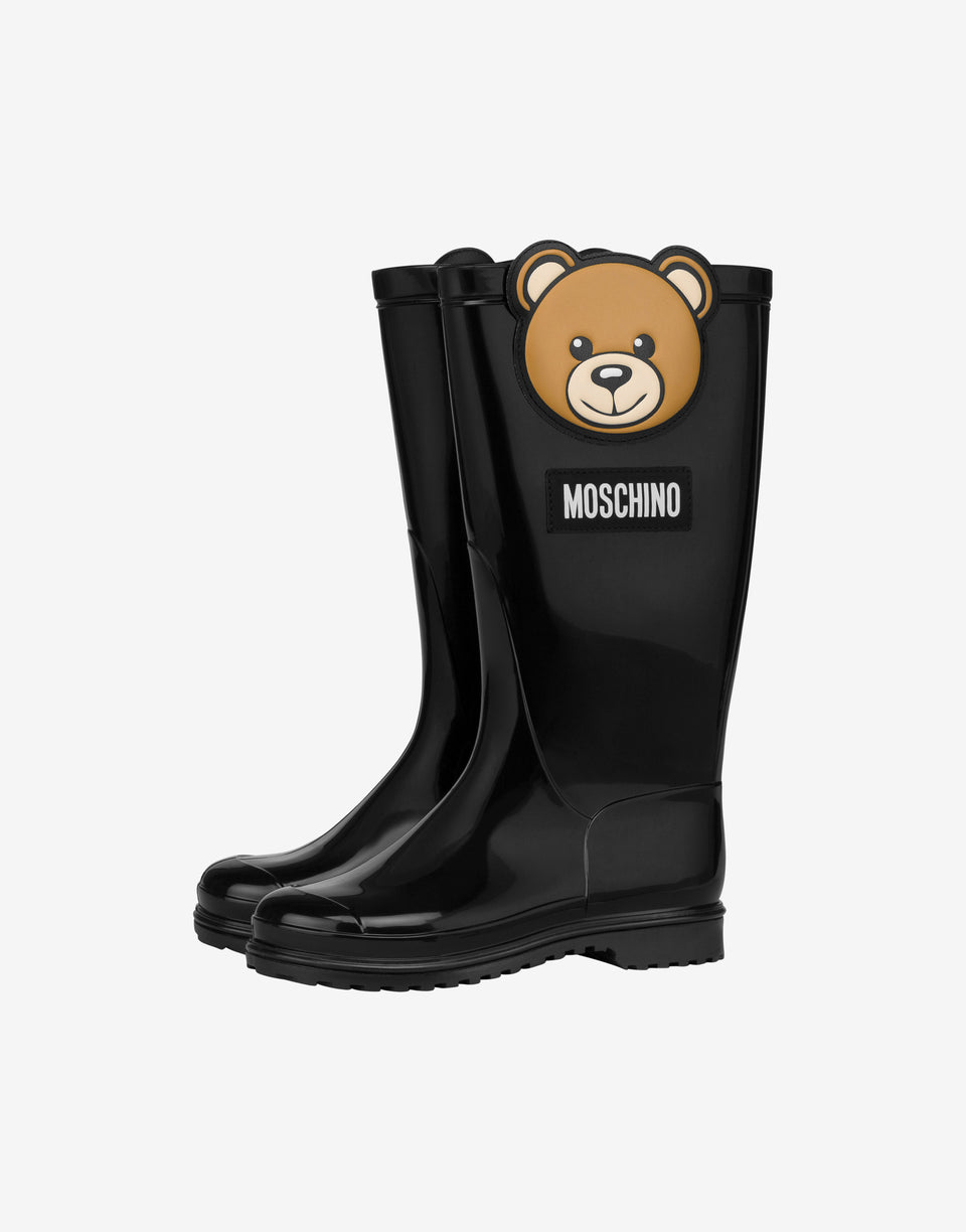 泰迪熊贴饰雨靴 黑色 Moschino 0