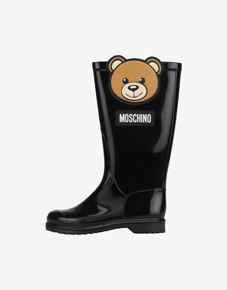 泰迪熊贴饰雨靴 黑色 Moschino 1