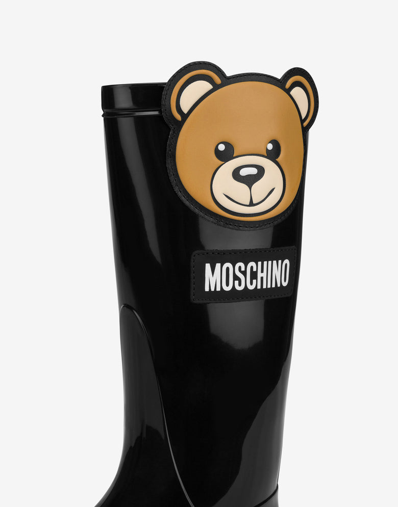 泰迪熊贴饰雨靴 黑色 Moschino 3