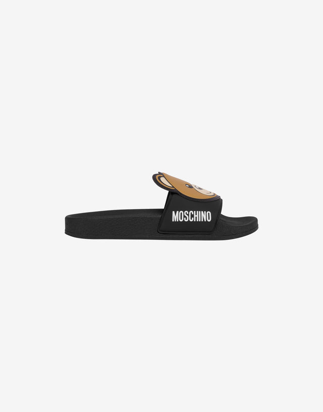大泰迪熊贴饰PVC泳池凉拖 黑色 Moschino 1