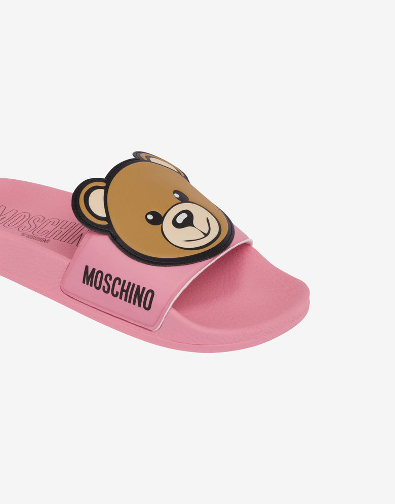 大泰迪熊贴饰PVC泳池凉拖 粉红色 Moschino 3