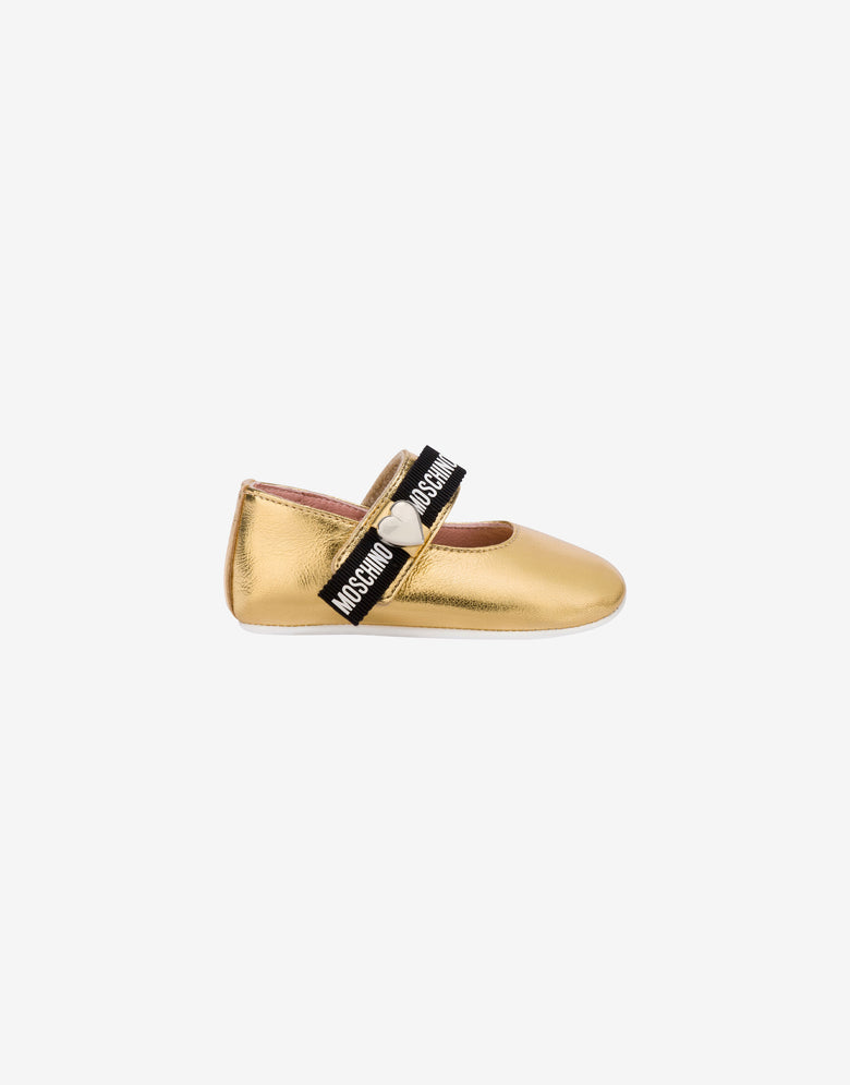 层压纳帕材质芭蕾舞鞋  金色 Moschino 1