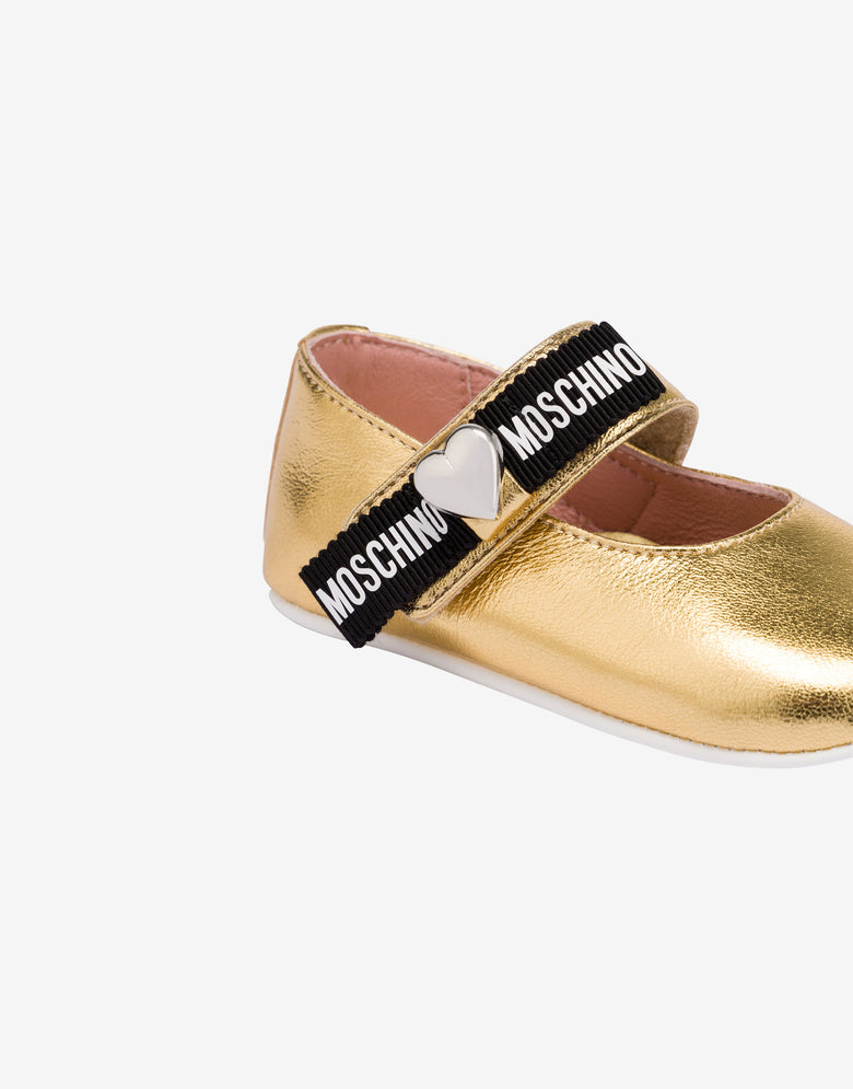 层压纳帕材质芭蕾舞鞋  金色 Moschino 3