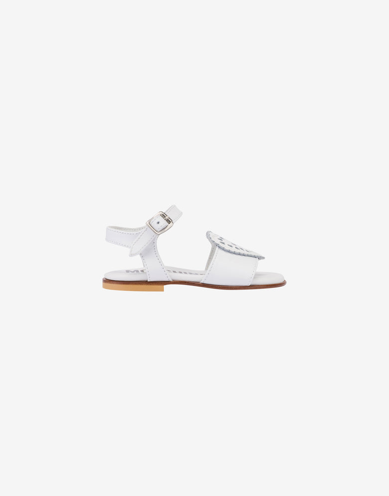 Calfskin sandals with laser-cut heart White Moschino 1