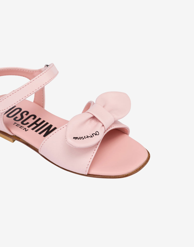 蝴蝶结小牛皮平底凉鞋 糖果粉色 Moschino 3