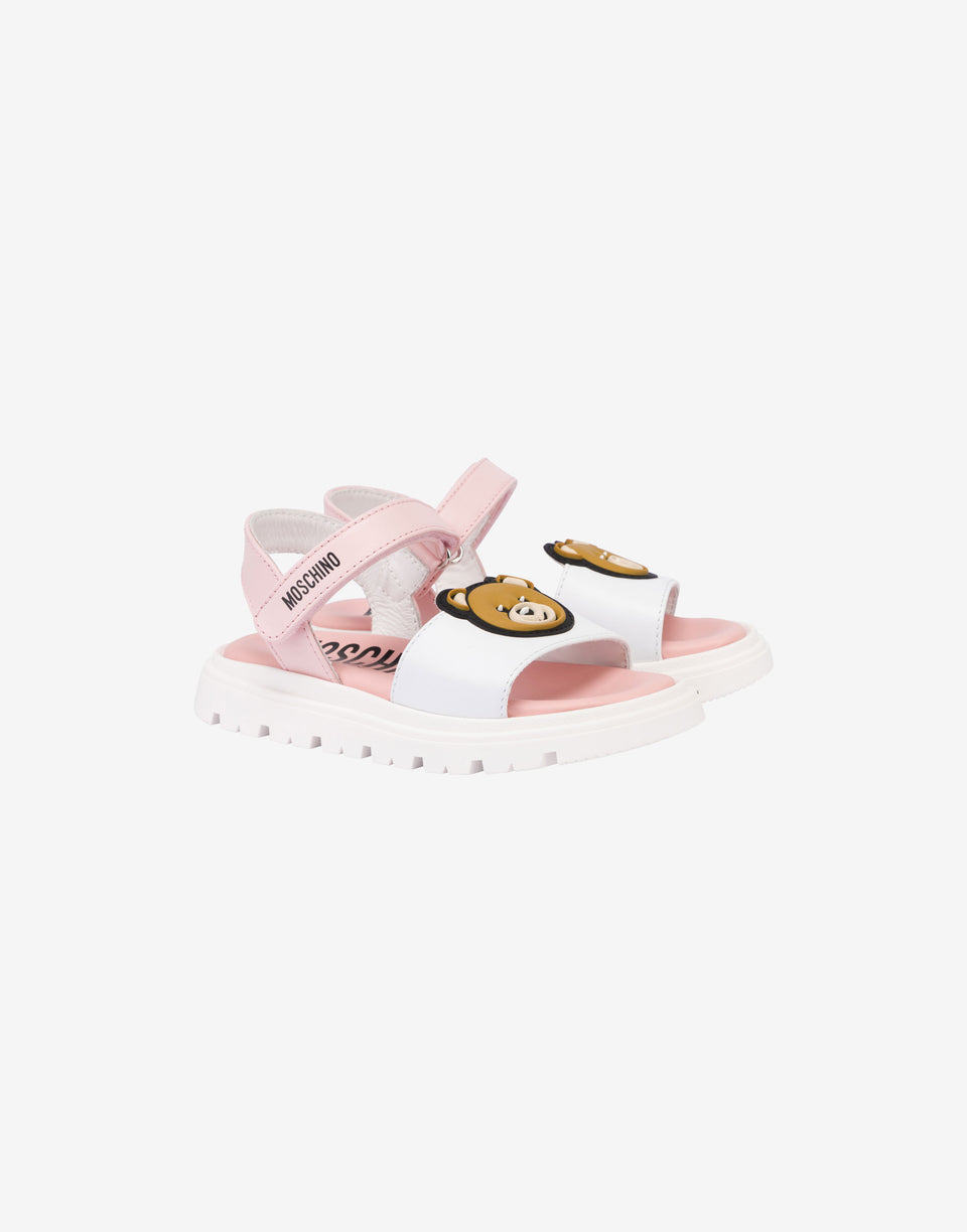 Calfskin platform sandals Teddy Bear Pink Moschino 0