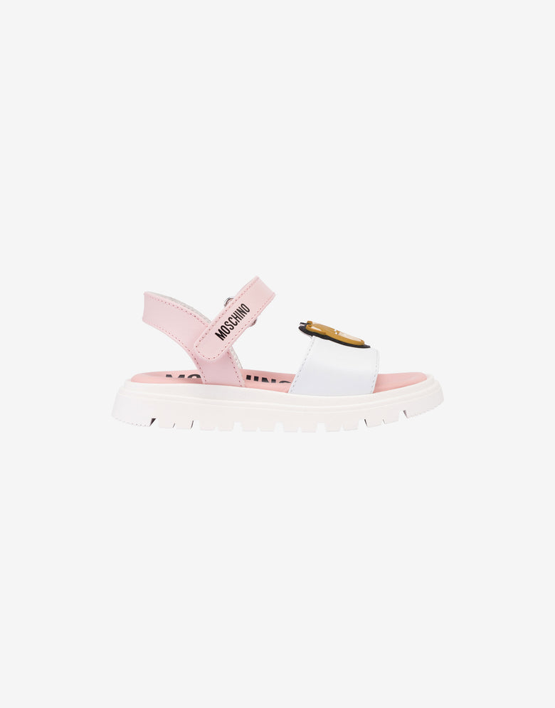 Calfskin platform sandals Teddy Bear Pink Moschino 1