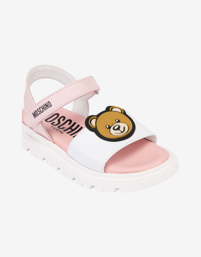Calfskin platform sandals Teddy Bear Pink Moschino 3