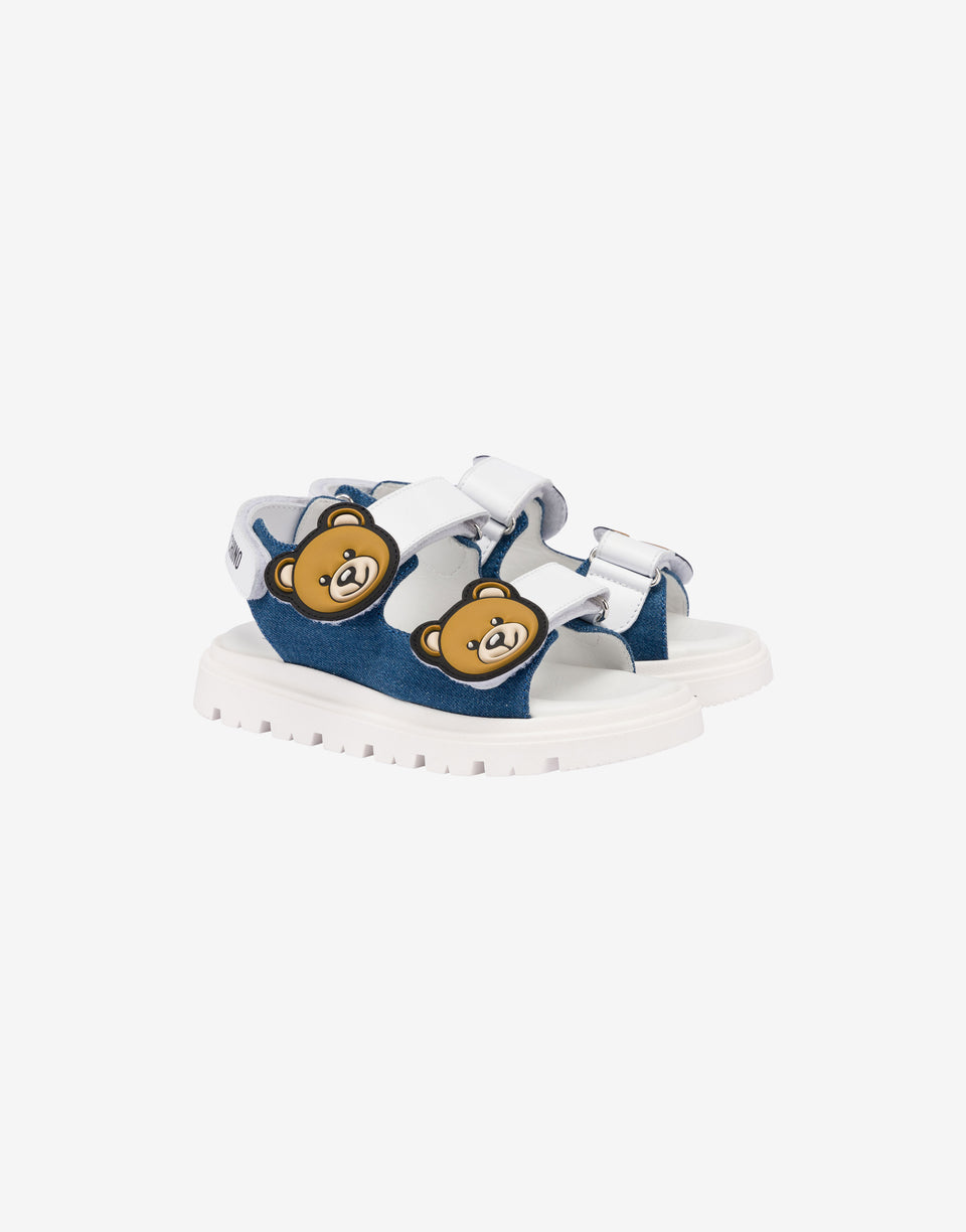 泰迪熊牛仔凉鞋 蓝色牛仔布 Moschino 0