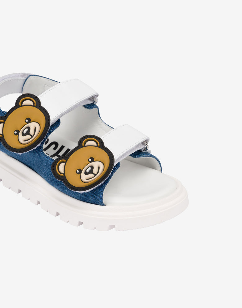 泰迪熊牛仔凉鞋 蓝色牛仔布 Moschino 3