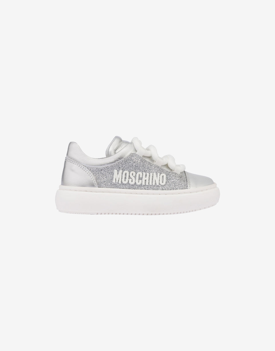 闪光徽标运动鞋 银色 Moschino 1