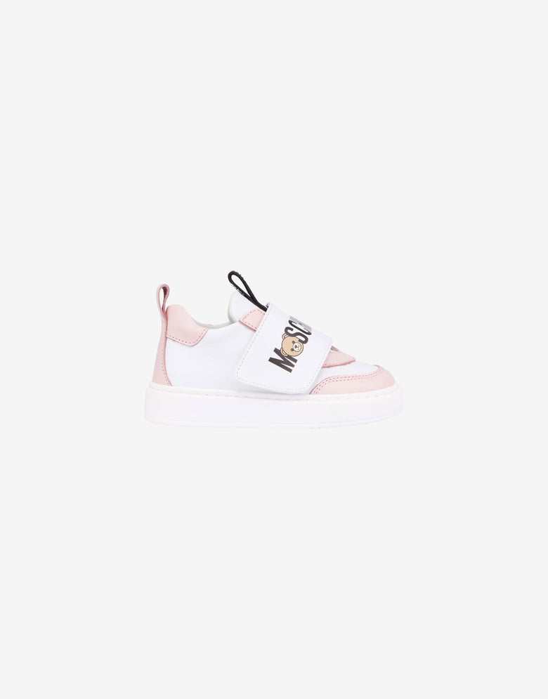 Zapatillas de piel de becerro estampada Blanco Moschino 1