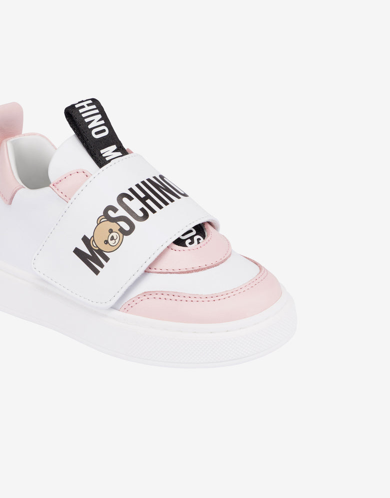Zapatillas de piel de becerro estampada Blanco Moschino 3