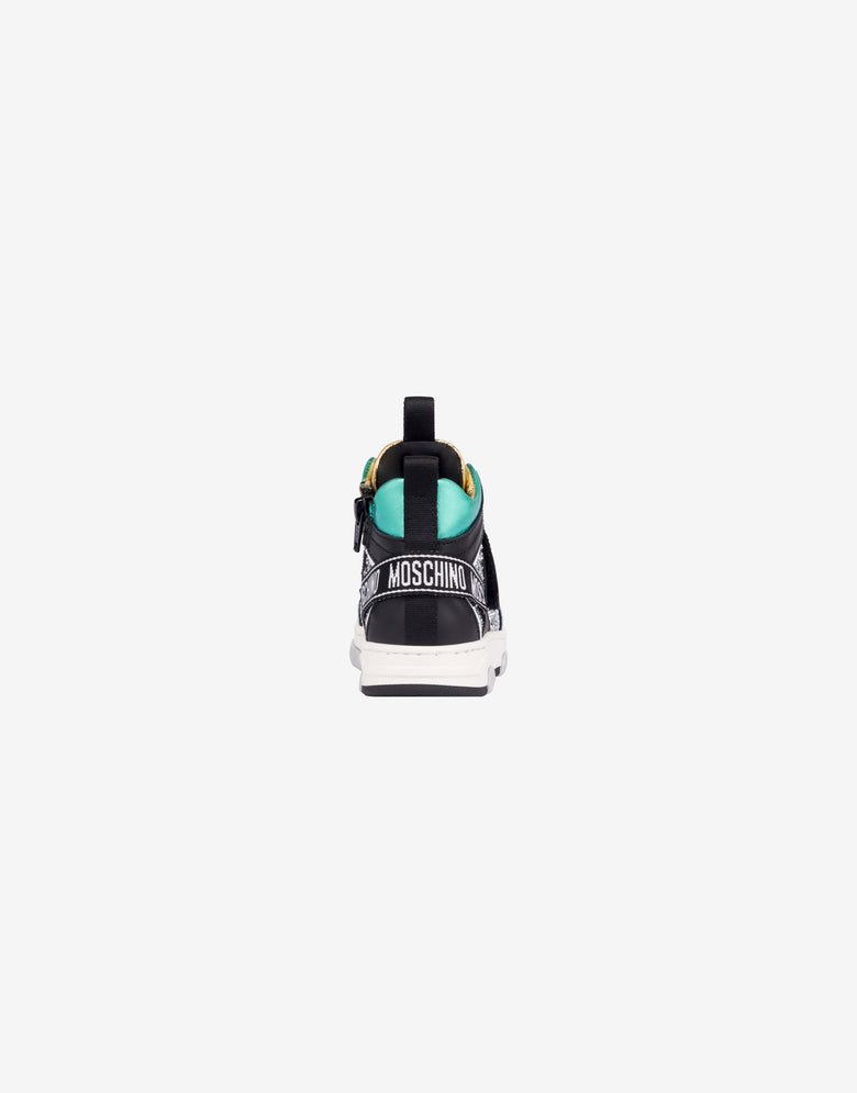 Zapatillas altas de napa y purpurina Negro Moschino 2