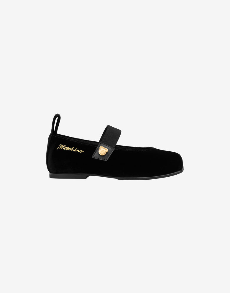 Bailarinas Mary Jane de terciopelo Negro Moschino 1
