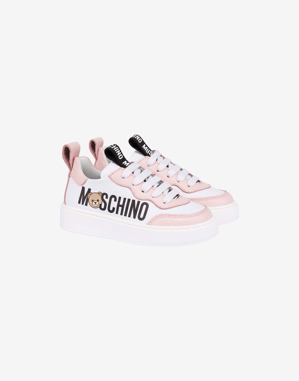 印花小牛皮运动鞋 白色 Moschino 0