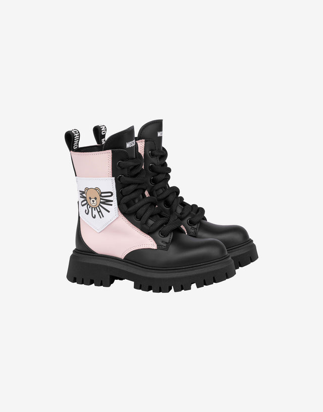 小牛皮战斗靴 黑色 Moschino 0