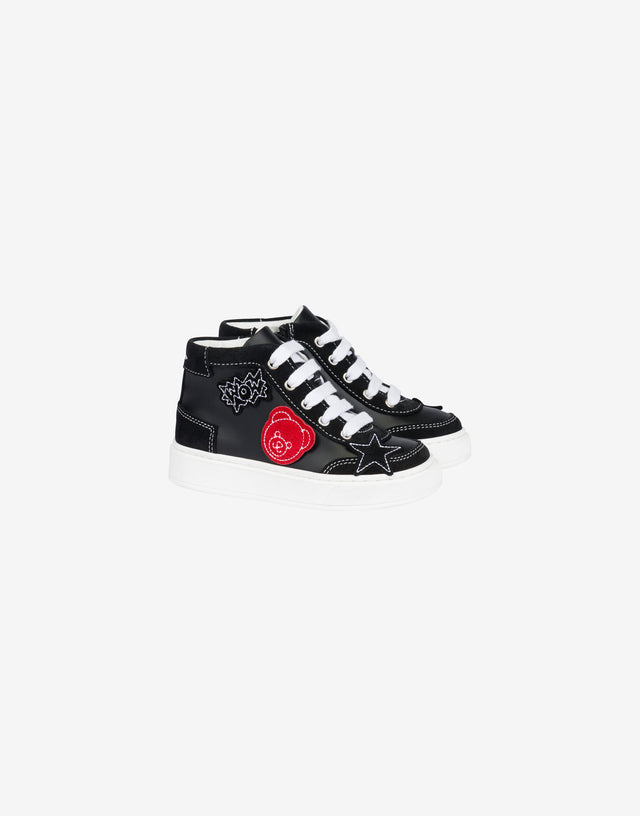 Calfskin and suede sneakers Black Moschino 0
