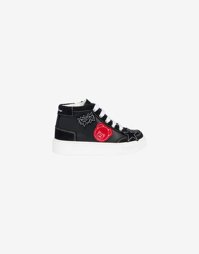 Calfskin and suede sneakers Black Moschino 1