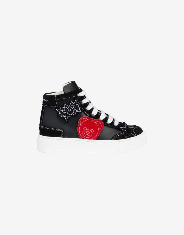Zapatillas deportivas de piel de becerro y ante Negro Moschino 1