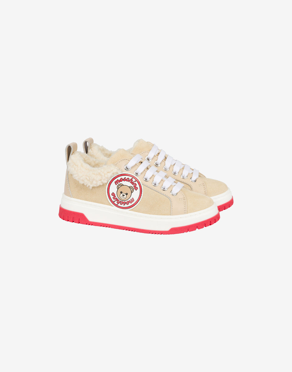 Zapatillas de piel y ante «Teddy Bear» Amarillo crema Moschino 0