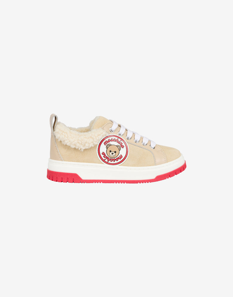 Zapatillas de piel y ante «Teddy Bear» Amarillo crema Moschino 1