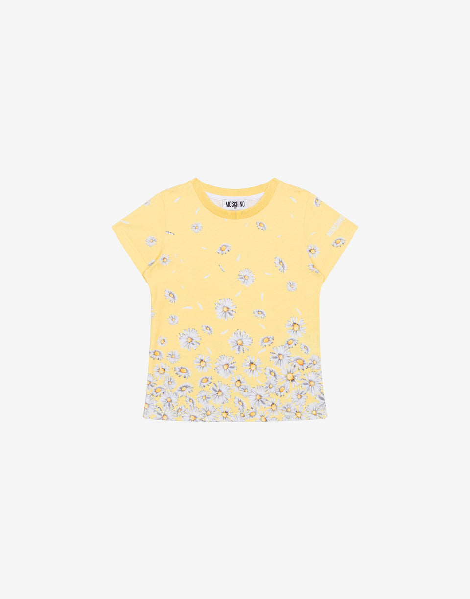 Cotton interlock T-shirt Daisies Yellow Moschino 0