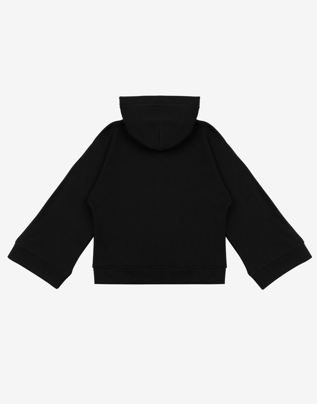 Printed cotton jersey hoodie Black Moschino 1