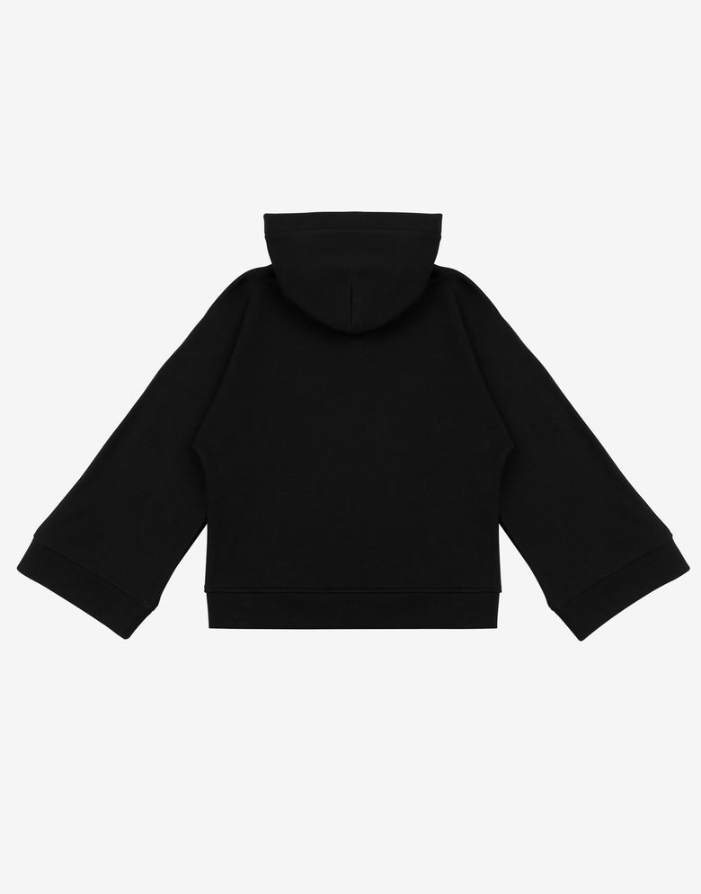Printed cotton jersey hoodie Black Moschino 1