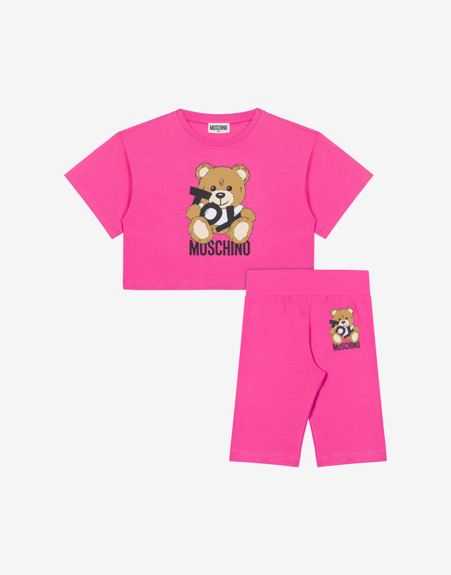 Conjunto de camiseta y leggings Teddy Bear Fuchsia Moschino 0
