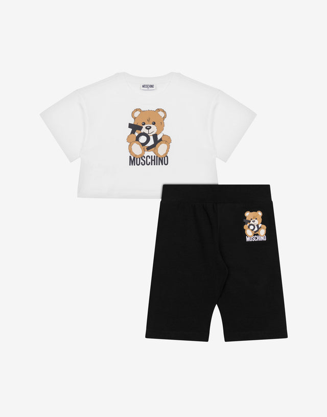 Jersey T-shirt and leggings set Teddy Bear White Moschino 0