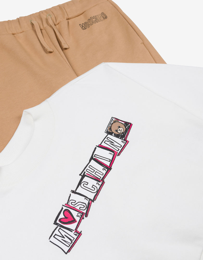 Printed cotton sweatshirt and pant suit Beige Moschino 2