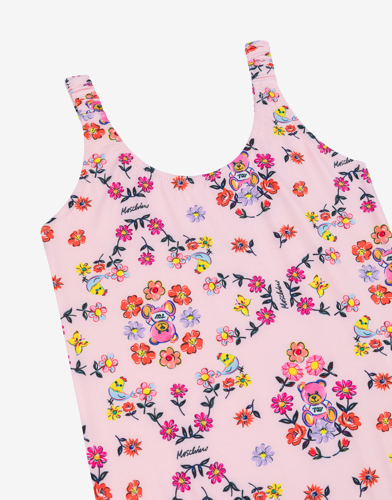 Lycra one-piece swimsuit Allover Flowers Confetti pink Moschino 2
