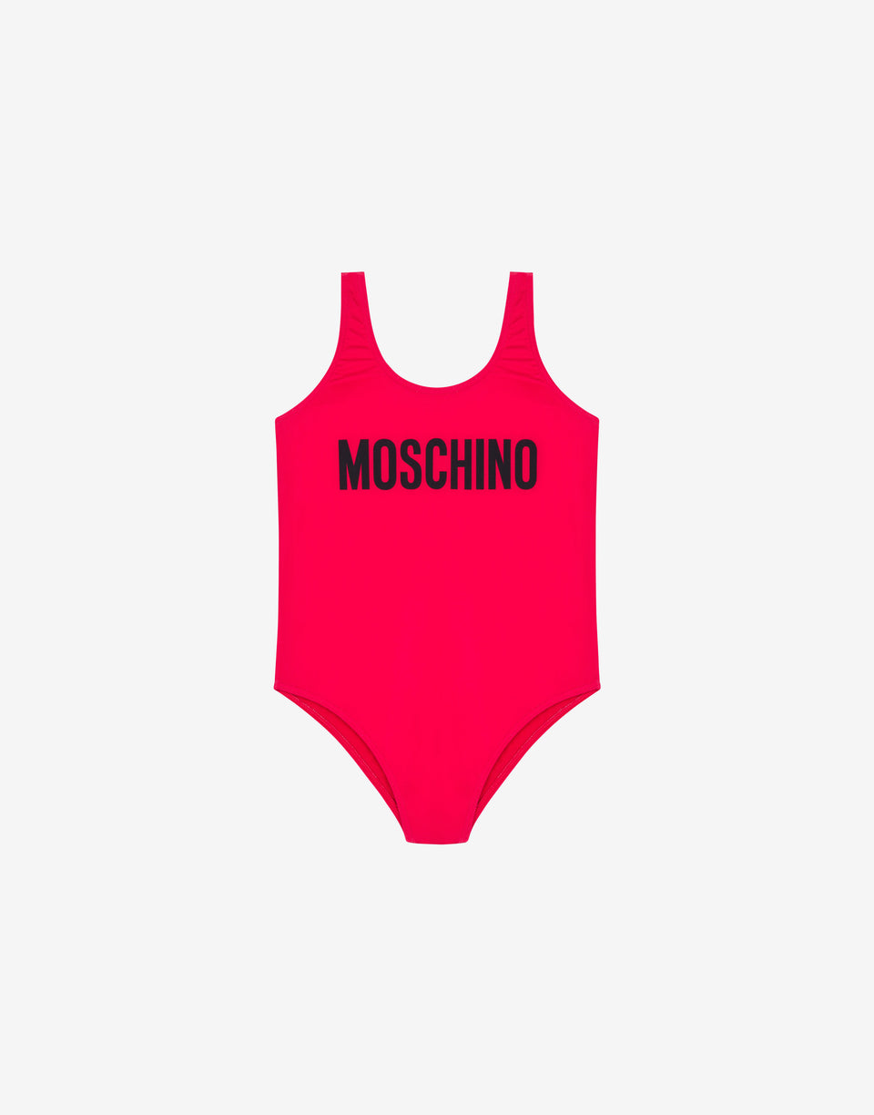 连体泳衣，莱卡面料，印有字母徽标 红色 Moschino 0
