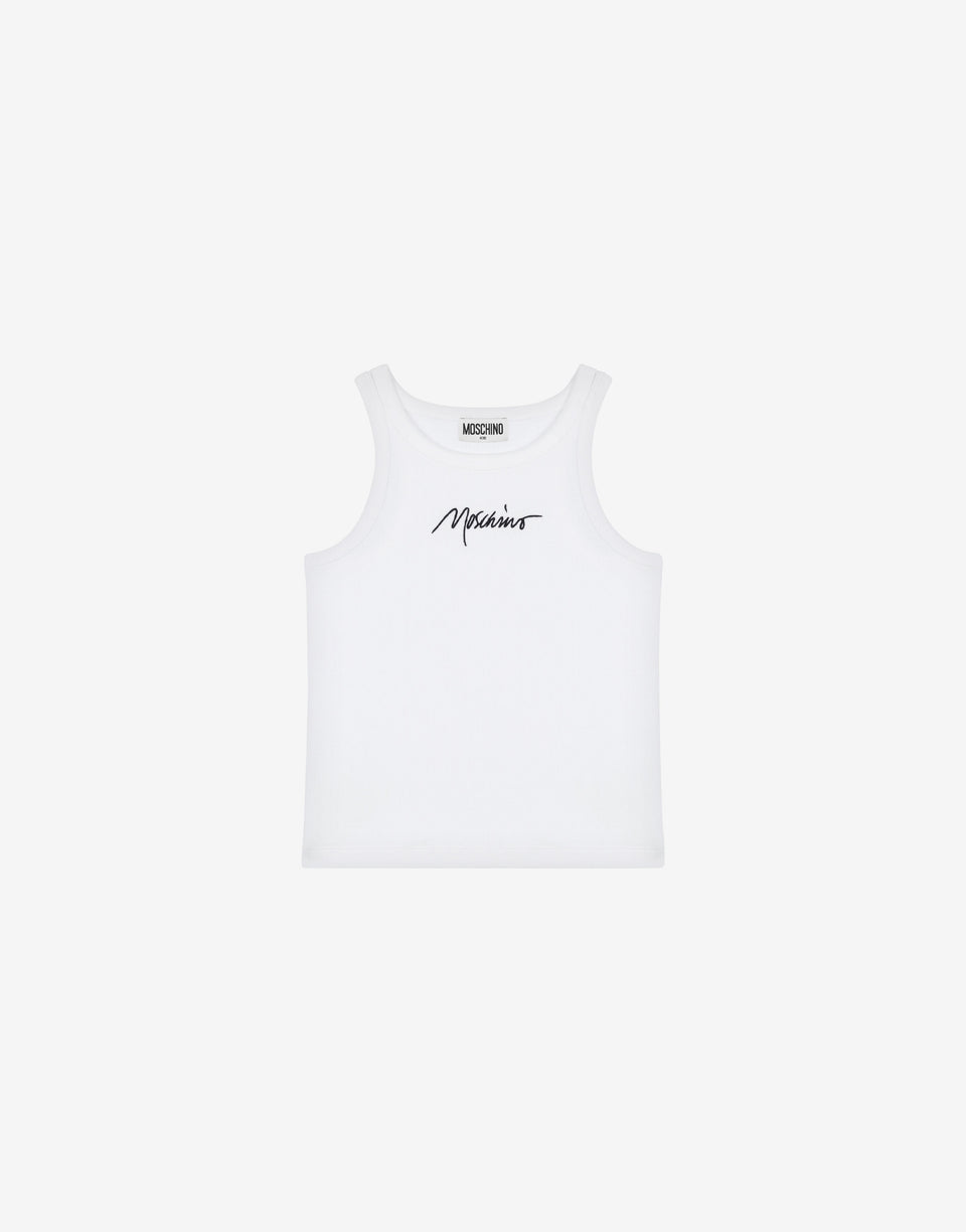 Ribbed tank top Logo Signature White Moschino 0