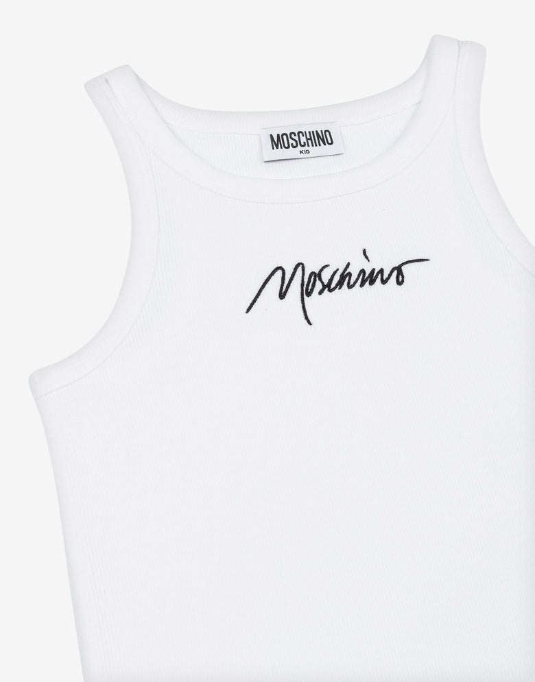 Ribbed tank top Logo Signature White Moschino 2