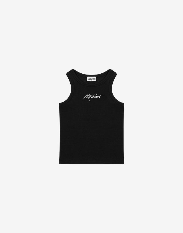 Ribbed tank top Logo Signature Black Moschino 0