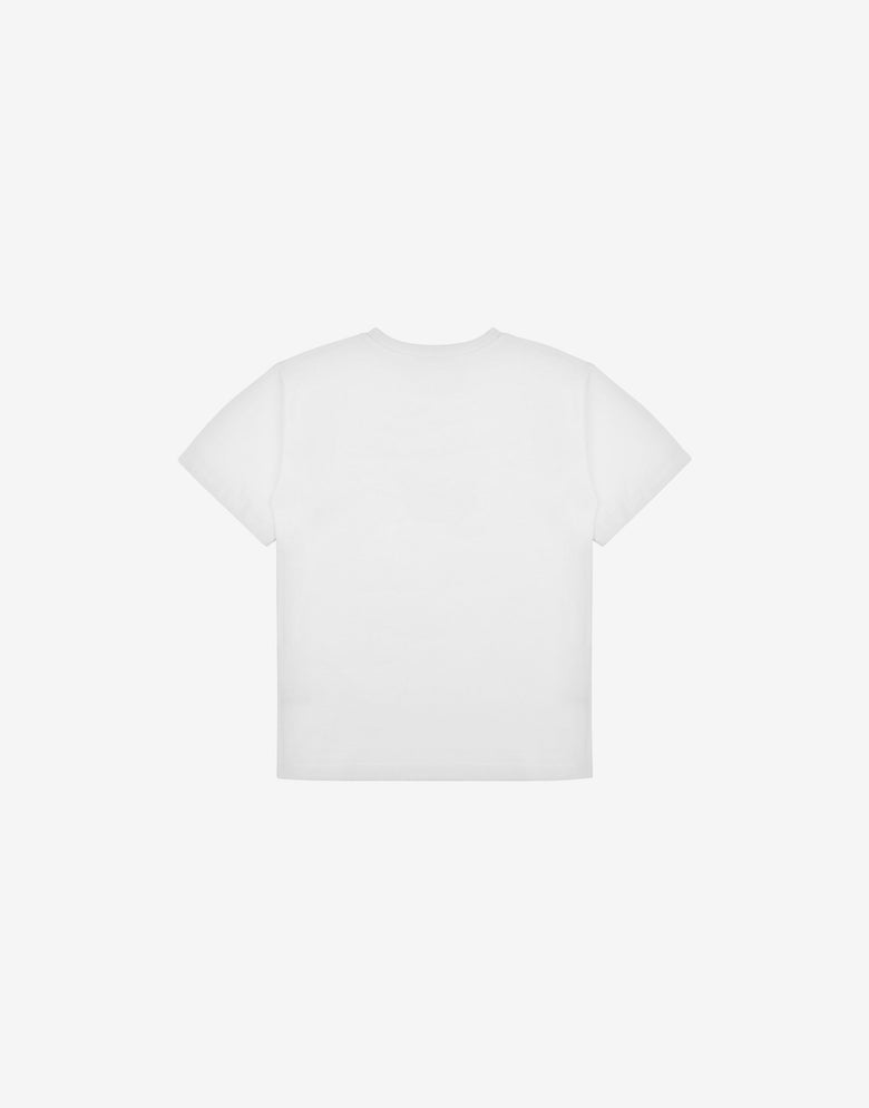 Camiseta maxi de punto de algodón estampado Blanco Moschino 1