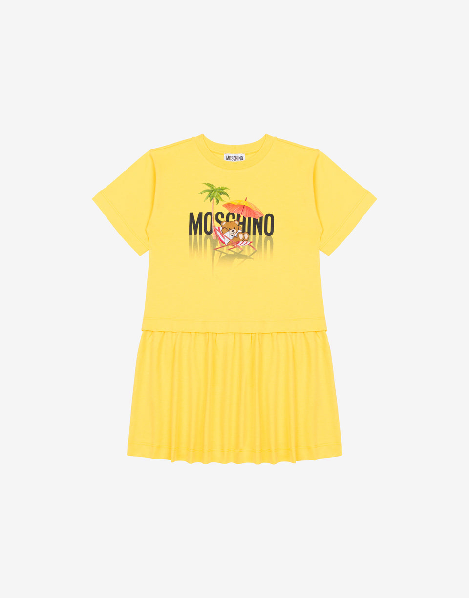 Vestido Teddy Bear de algodón interlock Amarillo Moschino 0
