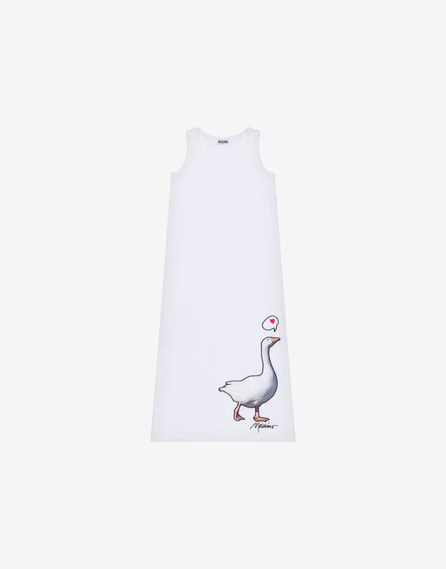 Cotton interlock dress Goose White Moschino 0