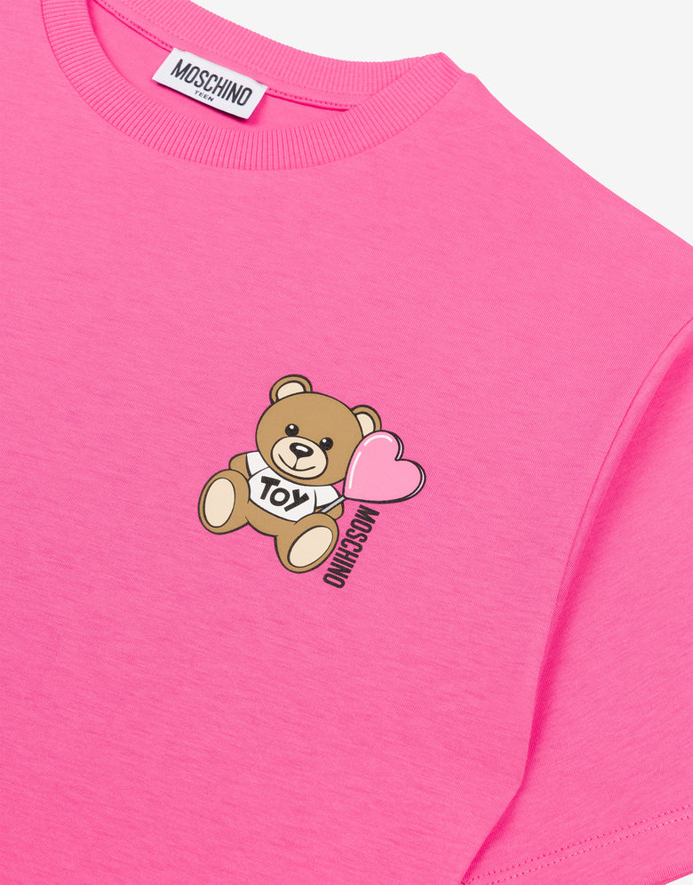 Maxi cotton T-shirt Teddy Bear Pink Moschino 2