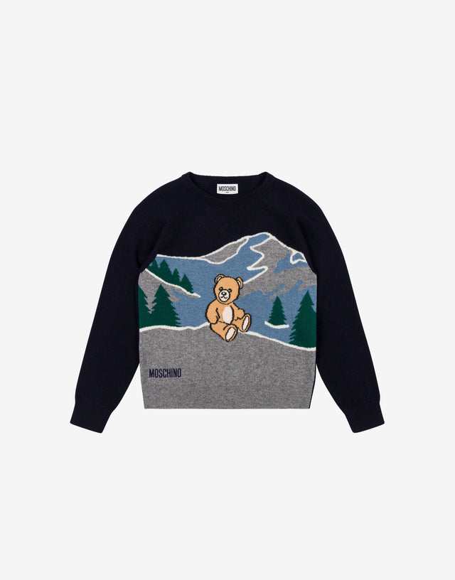 羊毛混纺提花套头衫 深蓝色 Moschino 0