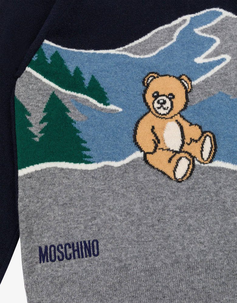 羊毛混纺提花套头衫 深蓝色 Moschino 2
