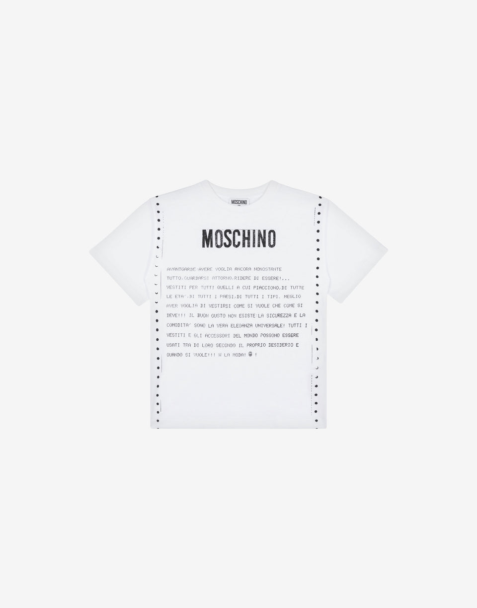 Maxi jersey T-shirt Message Print White Moschino 0